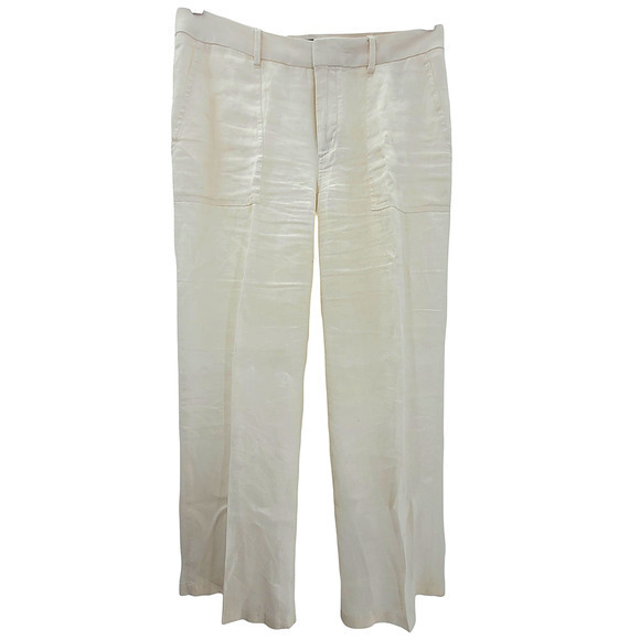Banana Republic Off‎ White Linen Flat Front Straight Leg - Picture 1 of 16